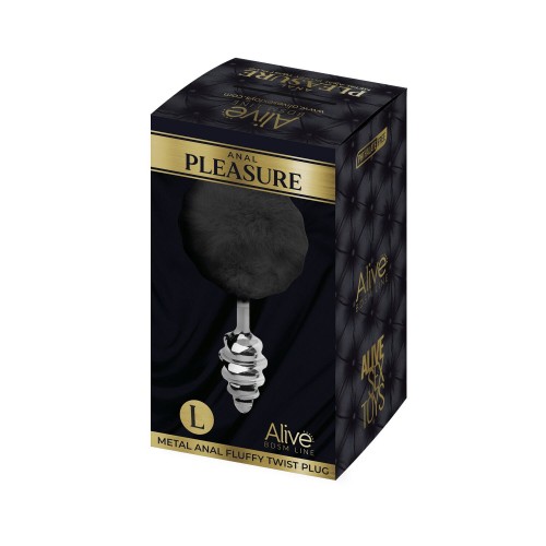 Металева анальна пробка Кролячий хвостик Alive Fluffy Twist Plug L Black, діаметр 3,8 см в інтернет супермаркеті PbayMarket!