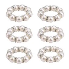 Перстні для серветок Перлини Мальва 6 шт Cріблясто-білий