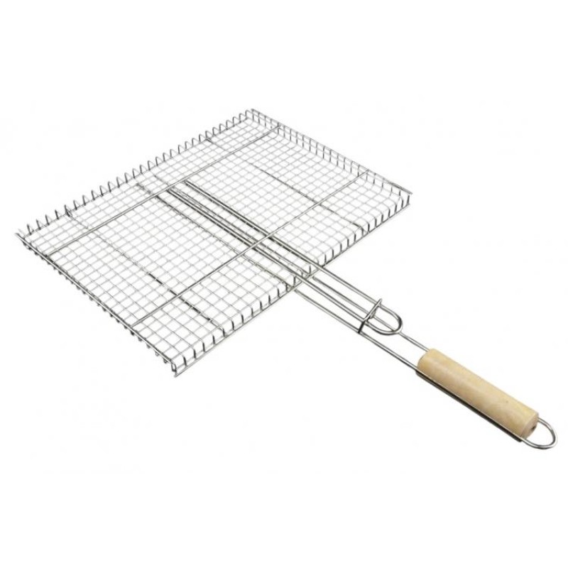 Решітка-гриль для мангалу 42х33х2 см з дерев'яною ручкою A-PLUS 0761