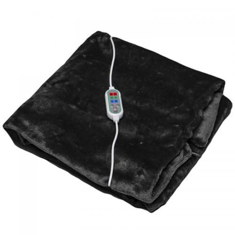 Плед шаль Lesko 100*65 Black ковдру з підігрівом usb від повербанку