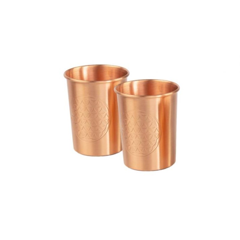 Мідна склянка Bodhi 250 мл 2 шт карбування Квітка Життя