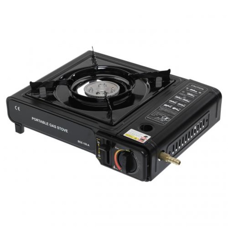 Портативна газова плита RIAS BDZ-155-A з п'єзопідпалом та адаптером Black (3_03935)