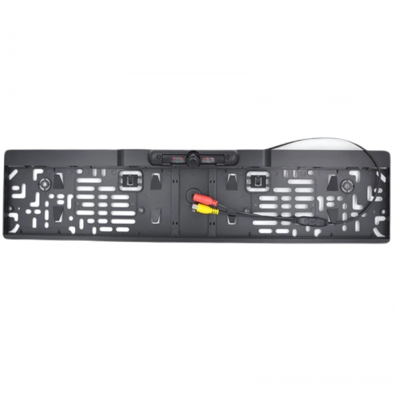 Камера заднього виду в рамці автомобільного номера RIAS CU112 Black (3_01187)