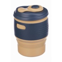 Складана силіконова склянка з кришкою Collapsible 350 мл COFFEE