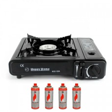 Туристичний газовий пальник плита з п'єзопідпалом Happy home BDZ-155A + 4 балони (1756375590)