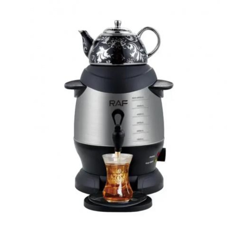 Електричний самовар із фарворовим заварним чайником RAF R-7115 6 л Чорний