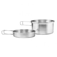 Набір посуду з нержавіючої сталі Terra Incognita Pot Pan Set M для 2х осіб 1.4/0.6 л Сірий (TI-PotPanM)