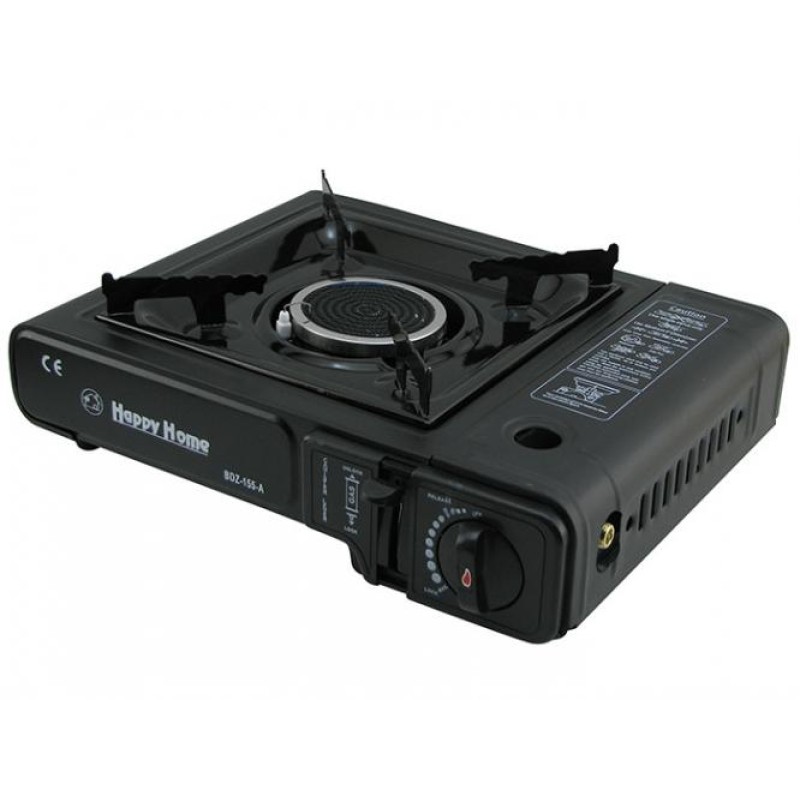 Портативна газова плита Happy Home BDZ-155-A з керамічним інфрачервоним пальником Black (3_01390)