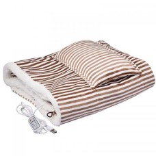 Плед шаль ковдра Lesko 105 * 65 см Brown з підігрівом usb від повербанка