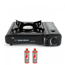Туристичний газовий пальник плита з п'єзопідпалом Happy home BDZ-155A + 2 балони (1756375588)