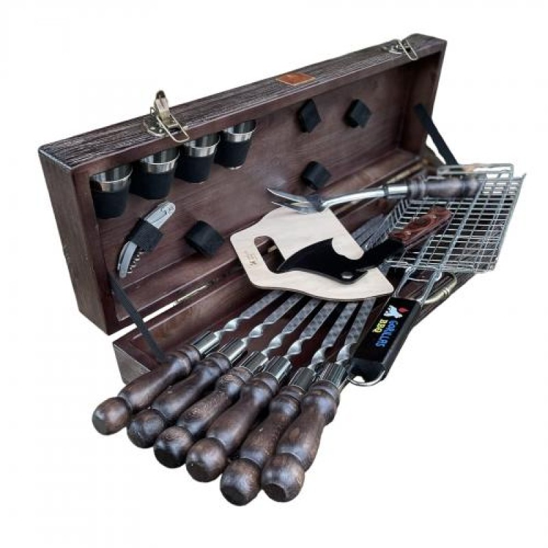 Набір шампурів ГЕПАРД Gorillas BBQ у дерев'яній коробці