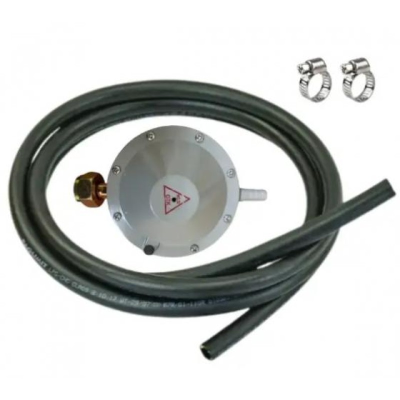 Комплект No Brand шланг 2 м з редуктором і хомутами для підключення газових балонів до плит (2104618250)