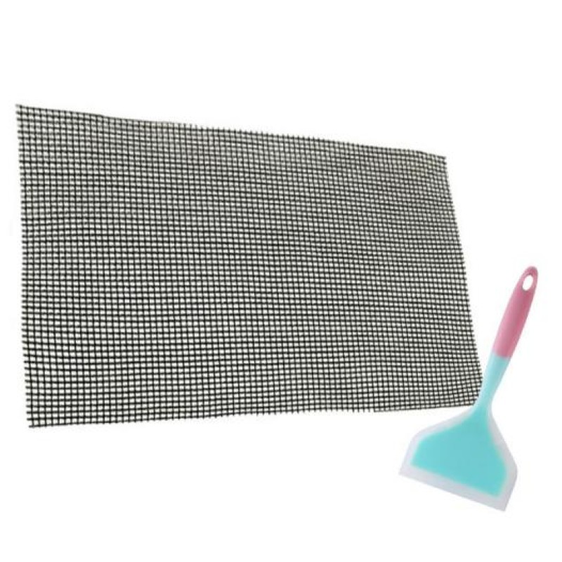 Набір антипригарний килимок-сітка для BBQ та гриля 40х33 см та Лопатка з антипригарним покриттям (vol-1201)
