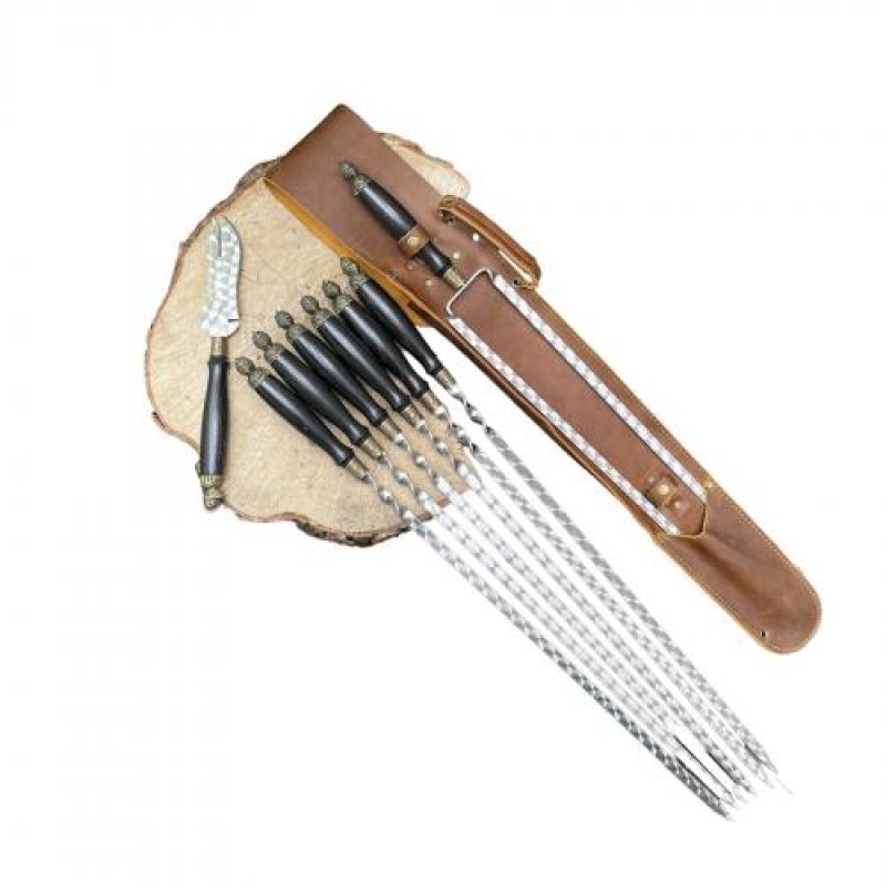 Набір шампурів Gorillas BBQ ЛИЦАР МАХ в шкіряному чехлі