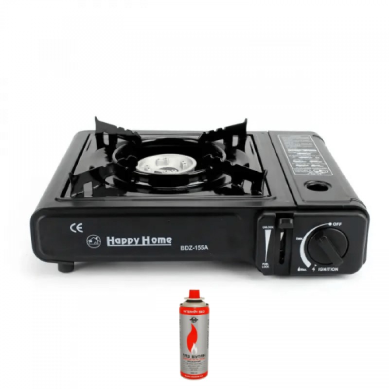 Туристичний газовий пальник плита з п'єзопідпалом Happy home BDZ-155A+ 1 балон (1756375586)