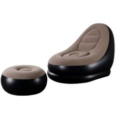 Надувний диван з пуфиком для ніг Soft Rest A-Sofa 2в1 Чорно-коричневий VD 0910