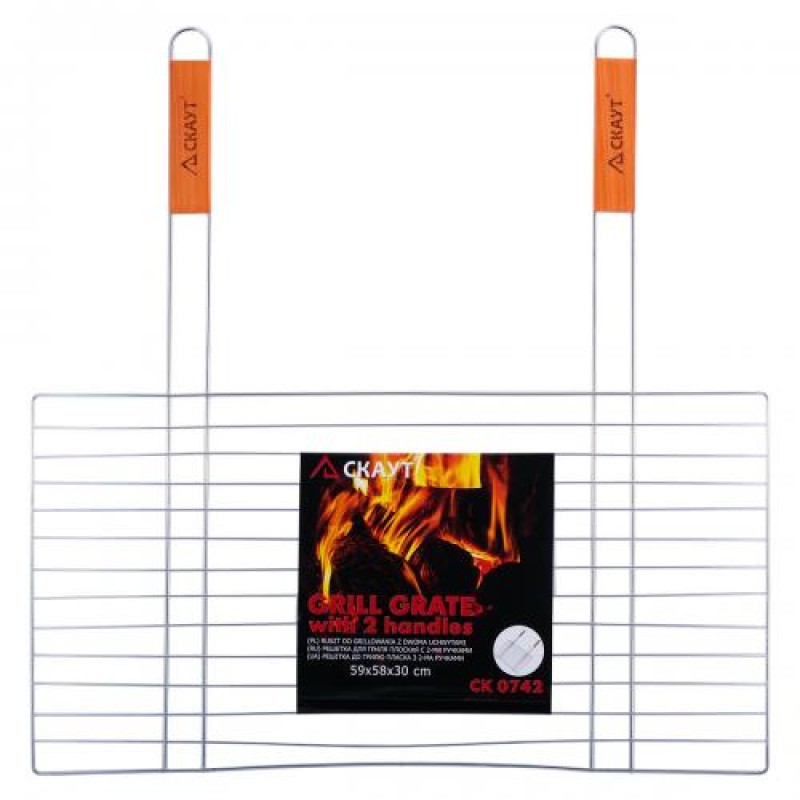 Решітка для гриля skaut 58х30см з двома дерев'яними ручками Kamille KL226056