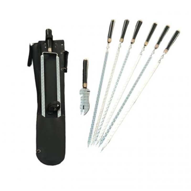 Набір шампурів КОЛЧАН ВЕГВИЗИР Gorillas BBQ в шкіряному чохлі