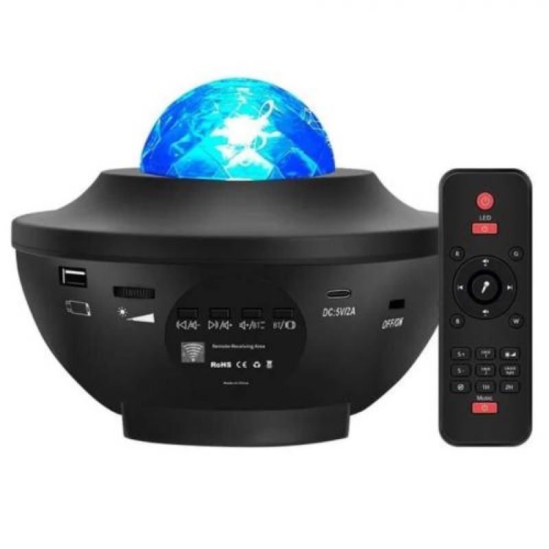 Нічник проектор зоряного неба RIAS KK-790 Bluetooth з пультом 6W Black (3_04539)