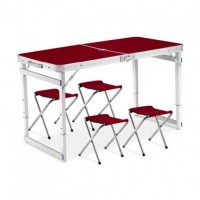 Розкладний туристичний стіл для пікніка зі стільцями Easy Campi Коричневий