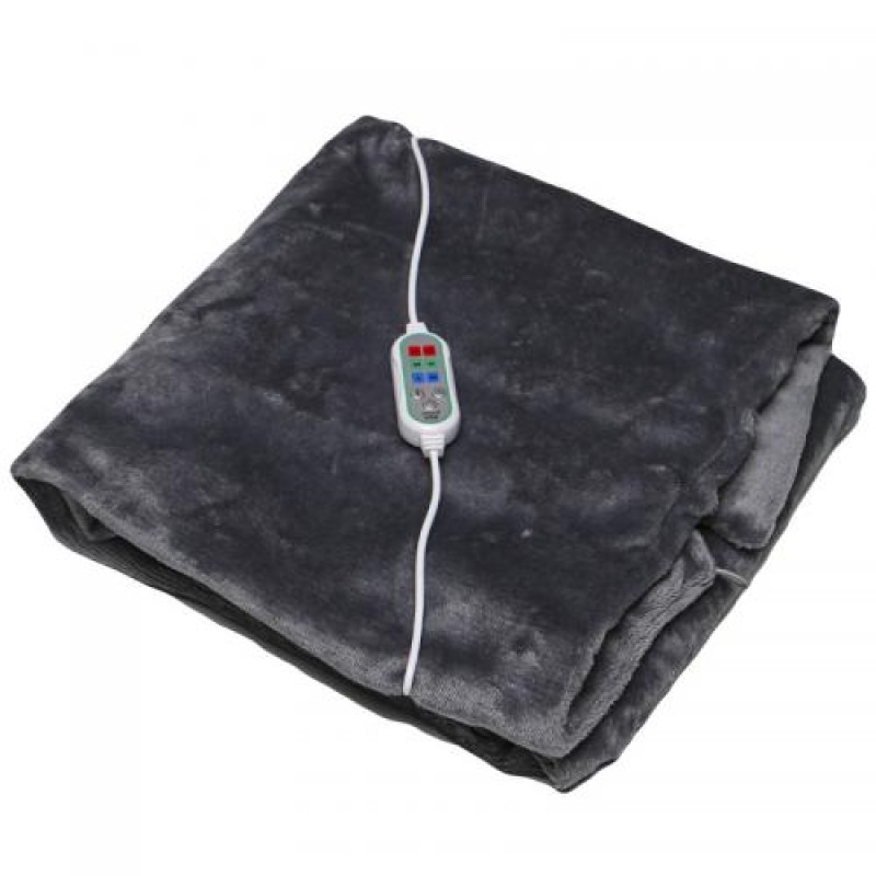 Плед Lesko 100*65 Gray шаль ковдру з підігрівом usb від повербанку