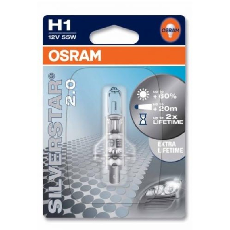 Автолампа OSRAM H1 64150SV2-01B 55W 12V P14.5S 10X1 Blister