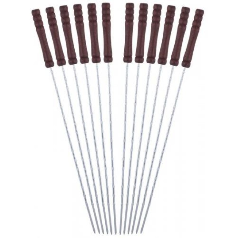 Набір 12 шампурів Scout Life 38 см з дерев’яною ручкою Kamille DP44054