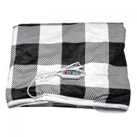 Електрична шаль плед з підігрівом Lesko Usb 140х80 см Black + White (10419-53793)