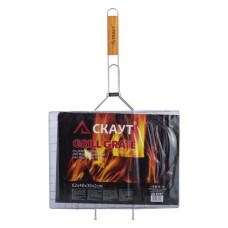 Залізна решітка з дерев'яною ручкою для гриля 40x30x2см Kamille KL225180