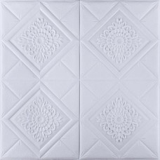 Самоклеюча 3D панель візерунок в ромбі білий 3D Loft 700x700x5мм (022-6)