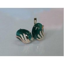 Сережки Sil із срібла із золотом 149s-1 Зелений (Sil-1100)