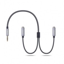 AUX 3.5mm розгалужувач/спліттер Ugreen AV123 аудіо кабель 20 см Чорний з сріблястим (10532)