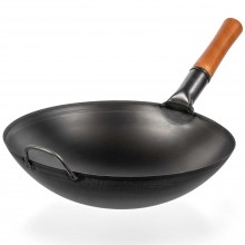 ВОК сковорода 36см (WOK) традиційний з круглим дном, чорна вуглецева сталь