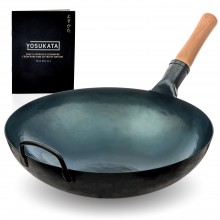 ВОК сковорода 36см (WOK) традиційний з круглим дном YOSUKATA, блакитна вуглецева сталь