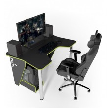 Ігровий стіл ZEUS IGROK-3L, чорний/зелений з LED підсвічуванням