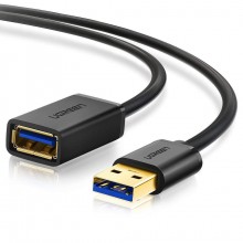 USB кабель подовжувач Ugreen USB 3.0 US129 AM/AF штекер - гніздо, 0.5м Чорний