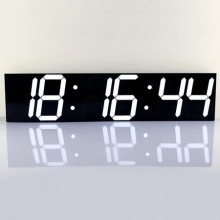 Великий настінний LED годинник CHKOSDA білі цифри години-хвилини-секунди чорний корпус 69х16 см