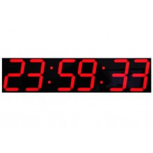 Великий настінний LED годинник CHKOSDA червоні цифри години/хвилини/секунди чорний корпус 69х16 см