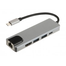 Док-станція RIAS BYL-2007 5в1 USB Type C - PD/USB/HDMI/RJ-45 (3_00418)