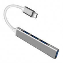 Концентратор USB-хаб RIAS С-809 Type-C 4 порти USB 3.0 Silver (3_00419)