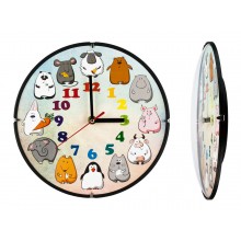 Годинник настінний дитячій ДомАрт Смішні звірятка Скло Тихий хід 30х30х4см Різнокольорові (21606)