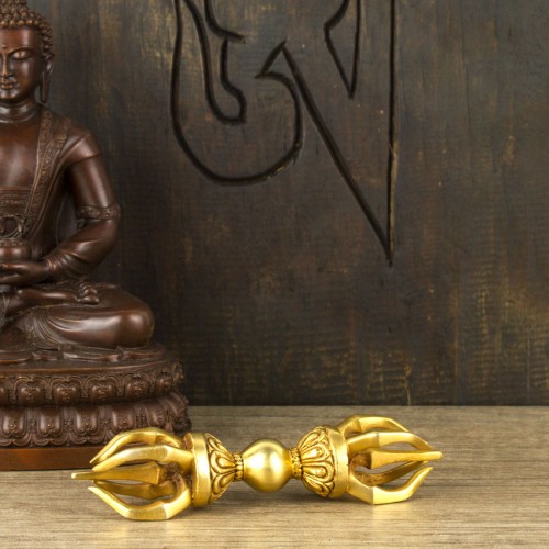 Ваджр HandiCraft Традиційний ритуальний символ буддизму Бронза Позолота П'ять спиць 11 см (26374) в інтернет супермаркеті PbayMarket!