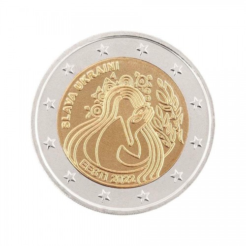 Монета Mine Естонія 2 євро 2022 року Слава Україні 25 мм Золотистий (hub_nml523) в інтернет супермаркеті PbayMarket!