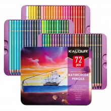 Набір акварельних олівців KALOUR 72 кольори в металевому пеналі