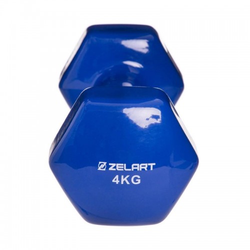 Гантель для фітнесу з вініловим покриттям Zelart TA-2777-4 4 кг Blue (SK000131) в інтернет супермаркеті PbayMarket!