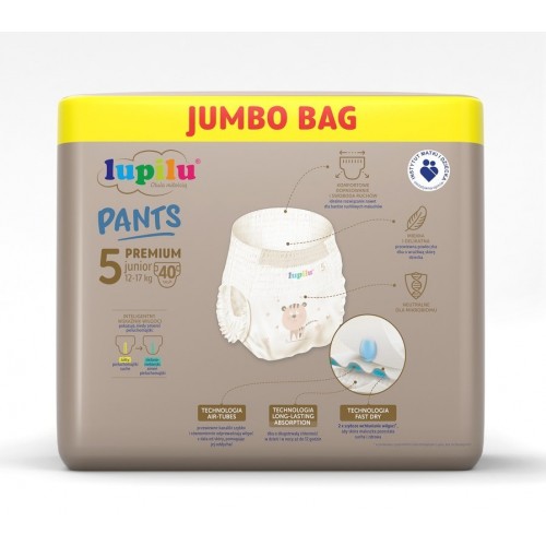 Підгузники - трусики Lupilu Pantsy Premium Jumbo Bag 5 Junior 12-17 кг 40 шт в інтернет супермаркеті PbayMarket!