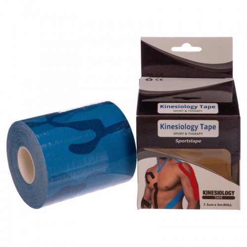 Кінезіо тейп у рулоні еластичний пластир Zelart 7,5см х 5 м Kinesio tape BC-0842-7_5 Кмуфляжно-синій (SK000261) в інтернет супермаркеті PbayMarket!