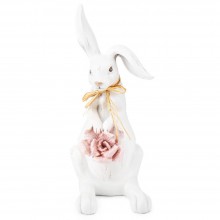 Декоративна великодня фігурка Elisey Біла кролиця 25 см Білий/рожевий (6013-022)