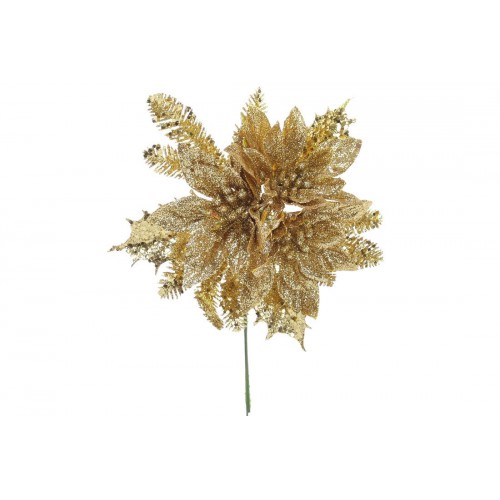 Декоративна квітка BonaDi Пуансетія 17.5 см Золотистий (128-001) в інтернет супермаркеті PbayMarket!