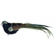 Декоративна пташка на кліпсі BonaDi 19 см Зелений із сріблястим (499-079)